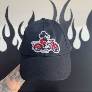 Disney Black Hat with Mickey on Red Motorcycle
